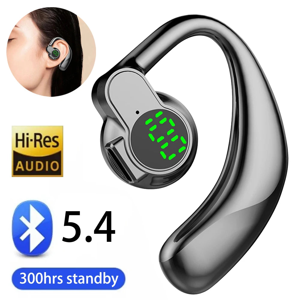 Singel Ear Bluetooth 5.4 Ear Hook Headphone OWS Wireless Earphone HiFi Stereo Noise Reduction Headset Waterproof Sports Earphone