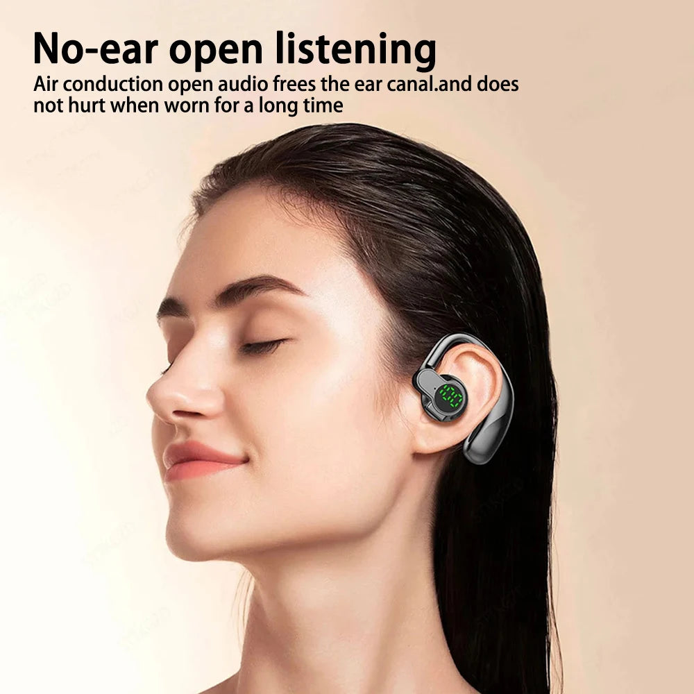 Singel Ear Bluetooth 5.4 Ear Hook Headphone OWS Wireless Earphone HiFi Stereo Noise Reduction Headset Waterproof Sports Earphone