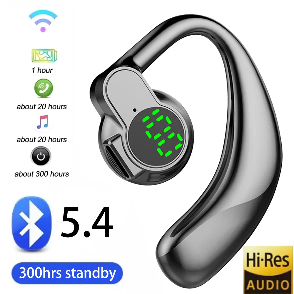 Singel Ear Bluetooth 5.4 Ear Hook Headphone OWS Wireless Earphone HiFi Stereo Noise Reduction Headset Waterproof Sports Earphone