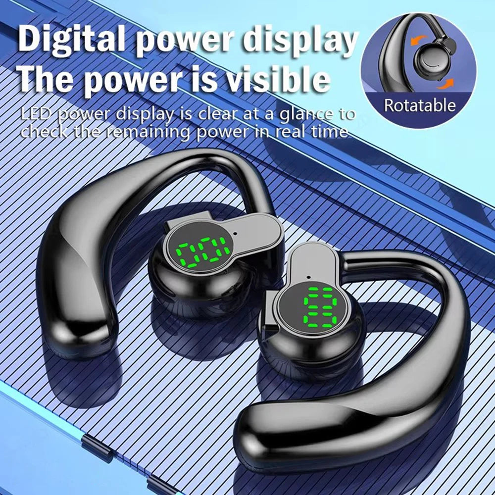 Singel Ear Bluetooth 5.4 Ear Hook Headphone OWS Wireless Earphone HiFi Stereo Noise Reduction Headset Waterproof Sports Earphone