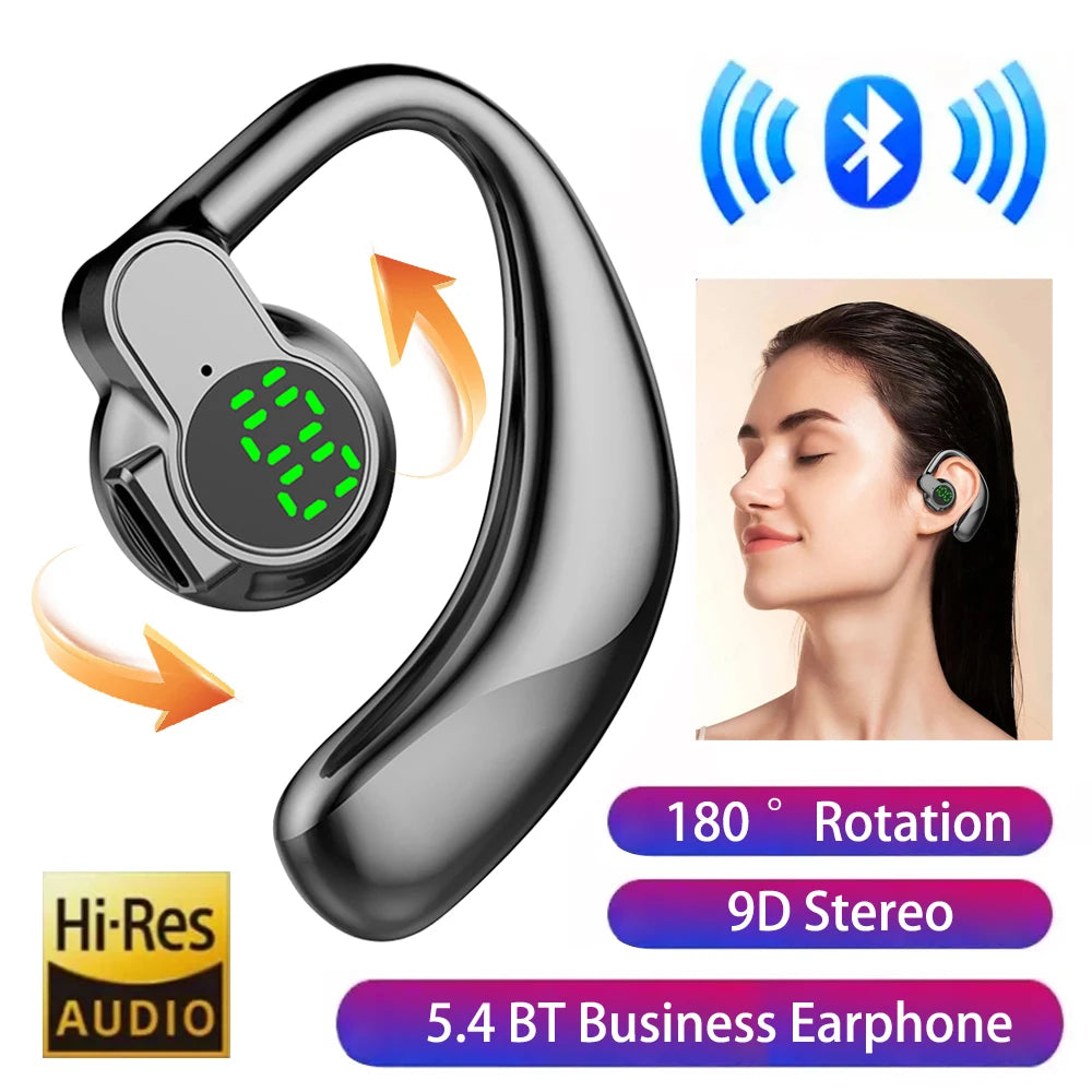 Singel Ear Bluetooth 5.4 Ear Hook Headphone OWS Wireless Earphone HiFi Stereo Noise Reduction Headset Waterproof Sports Earphone