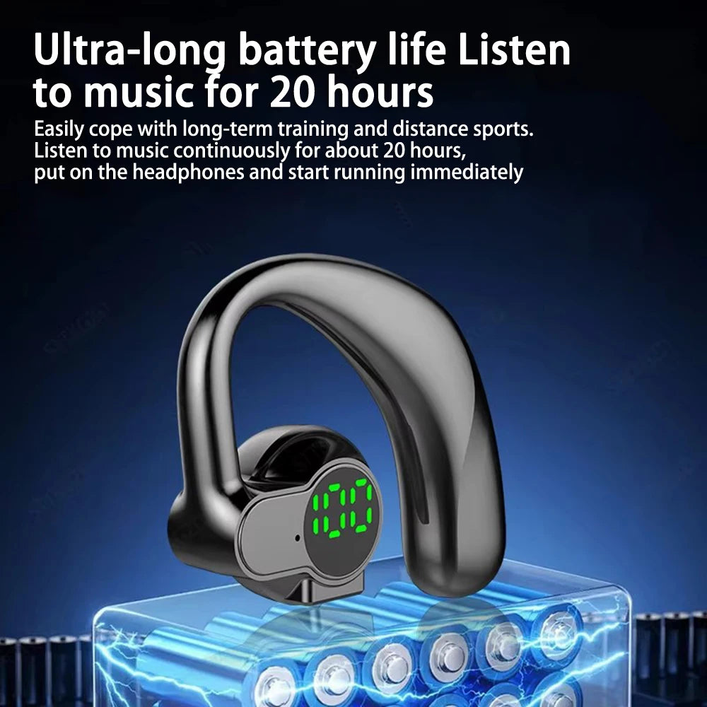 Singel Ear Bluetooth 5.4 Ear Hook Headphone OWS Wireless Earphone HiFi Stereo Noise Reduction Headset Waterproof Sports Earphone