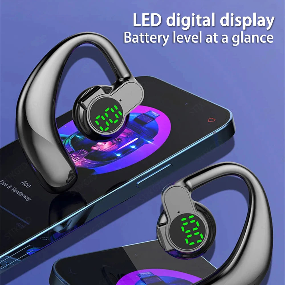 Singel Ear Bluetooth 5.4 Ear Hook Headphone OWS Wireless Earphone HiFi Stereo Noise Reduction Headset Waterproof Sports Earphone